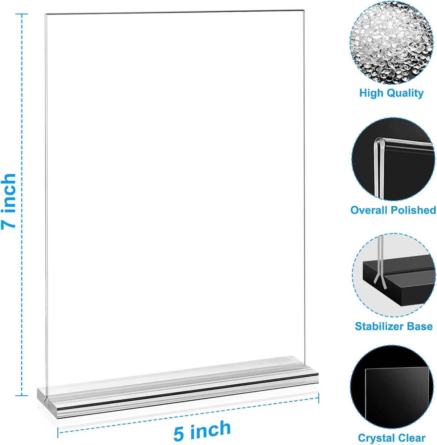 EHWINE 10 Pack Acrylic Sign Holders - 5 x 7, Double-Sided Stand Up Table Top Sign Holders, Clear Acrylic Picture Frame Menu Flyer Paper Display Stand for Office Business Store Wedding Party