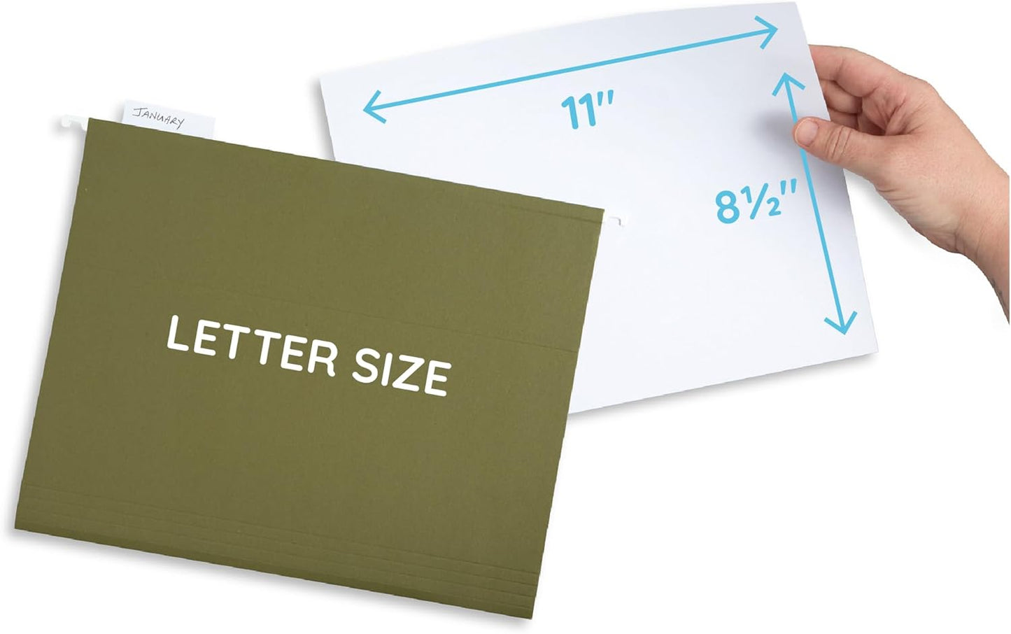 Blue Summit Supplies 25 Hanging File Folders, Reinforced Hanging Folders, Standard File Folders for Filing Cabinet, Letter Size, Green, 25 Pack