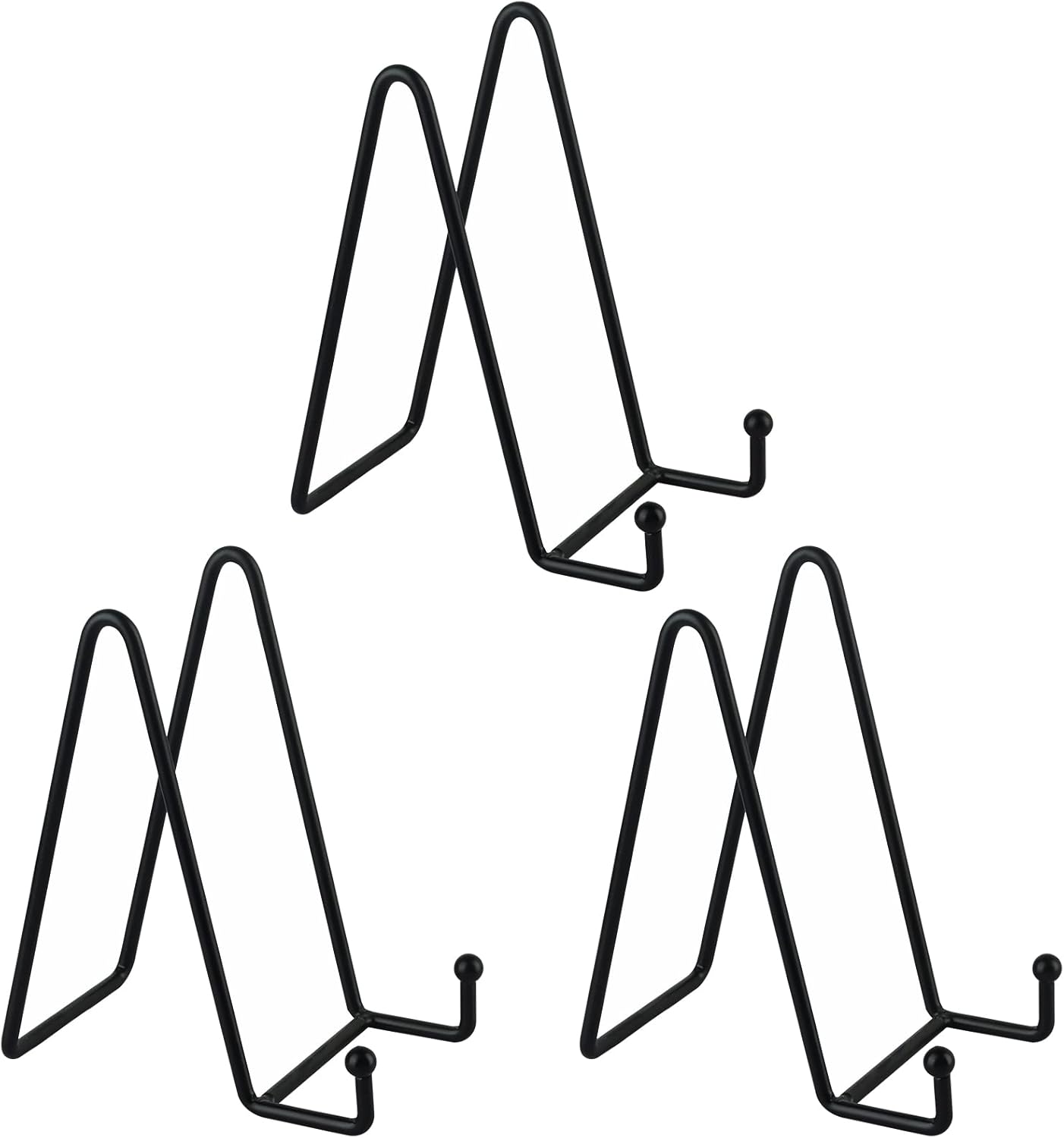 Decolore 3 Pack 6 Inch Black Metal Display Stands Plate Holder Display Stands for Picture, Decorative Plate, Book, Photo Easel, Artistic Work (3 Pack, 6 inch)