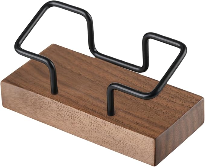 Business Card Holder for Desk, Modern Card Organizers and Office Desk Accessories for Men and Women (Walnut Black)