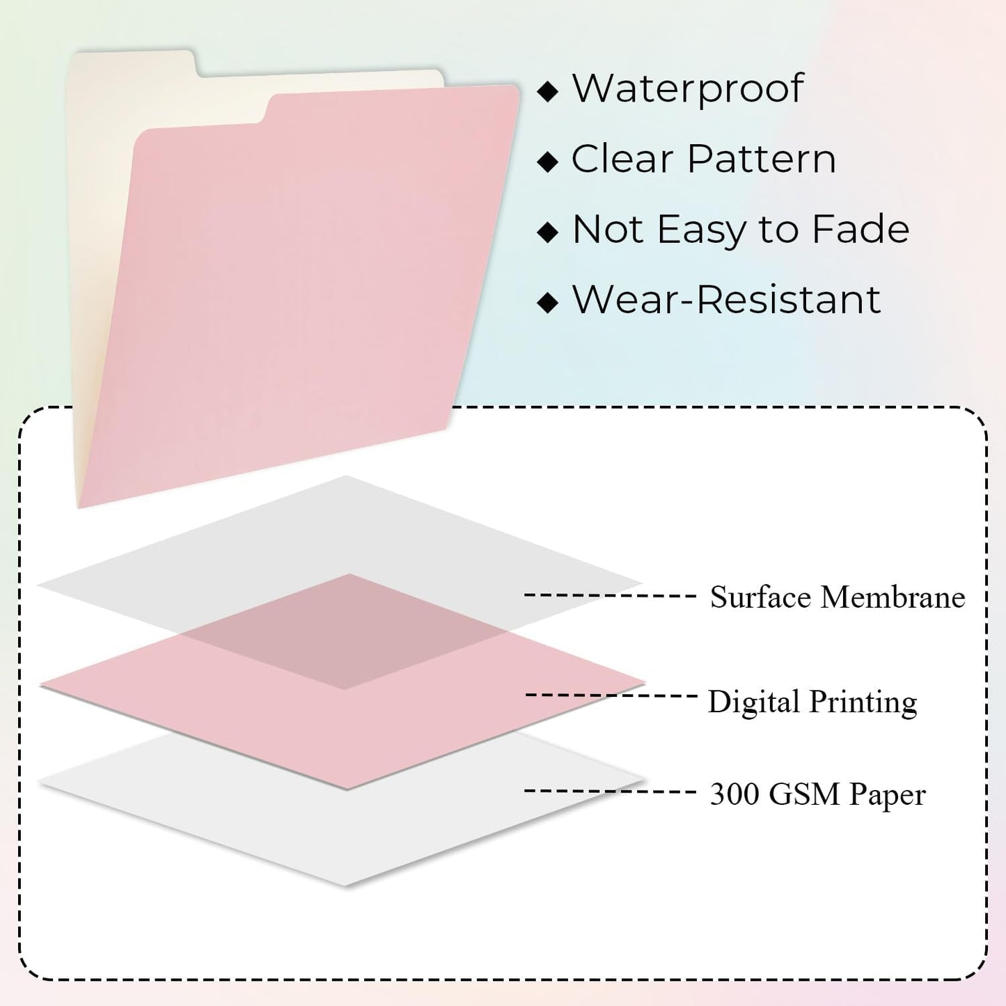 Y YOMA 12 Pack Colored File Folders Letter Size Gradient File Folder with 1/3-Cut Tab Cute Pretty Decorative Heavyweight Filing Folder File Organizers for Office School Home Desktop, Cute Pink