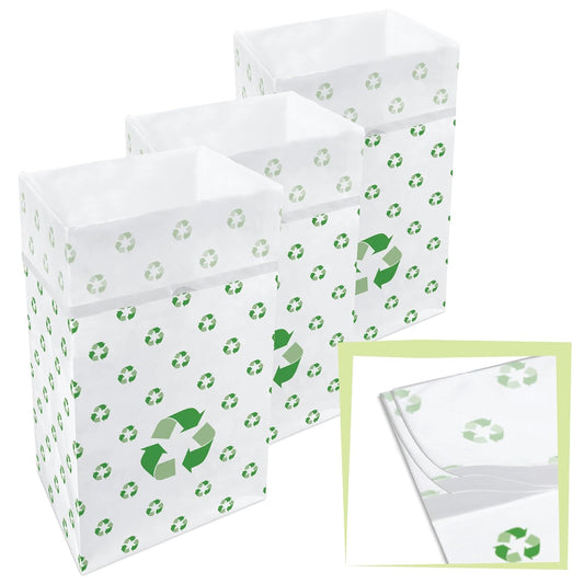| 30 Gallon Multi-Liner Disposable Trash Cans (3-Pack) - Reusable Garbage and Recycling Bins for Parties, Events, and More (Recycle)