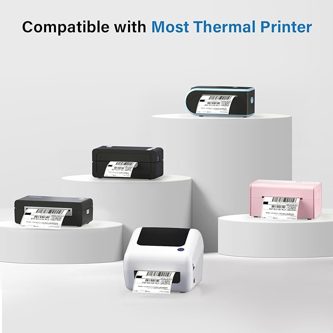 Thermal Shipping Labels 4x6-500 Labels Fan-Fold, Mailing Postage Paper for Thermal Printers, Strong Adhesive, Jam-Free, Compatible with JADENS, Rollo, Munbyn, for Office & Home