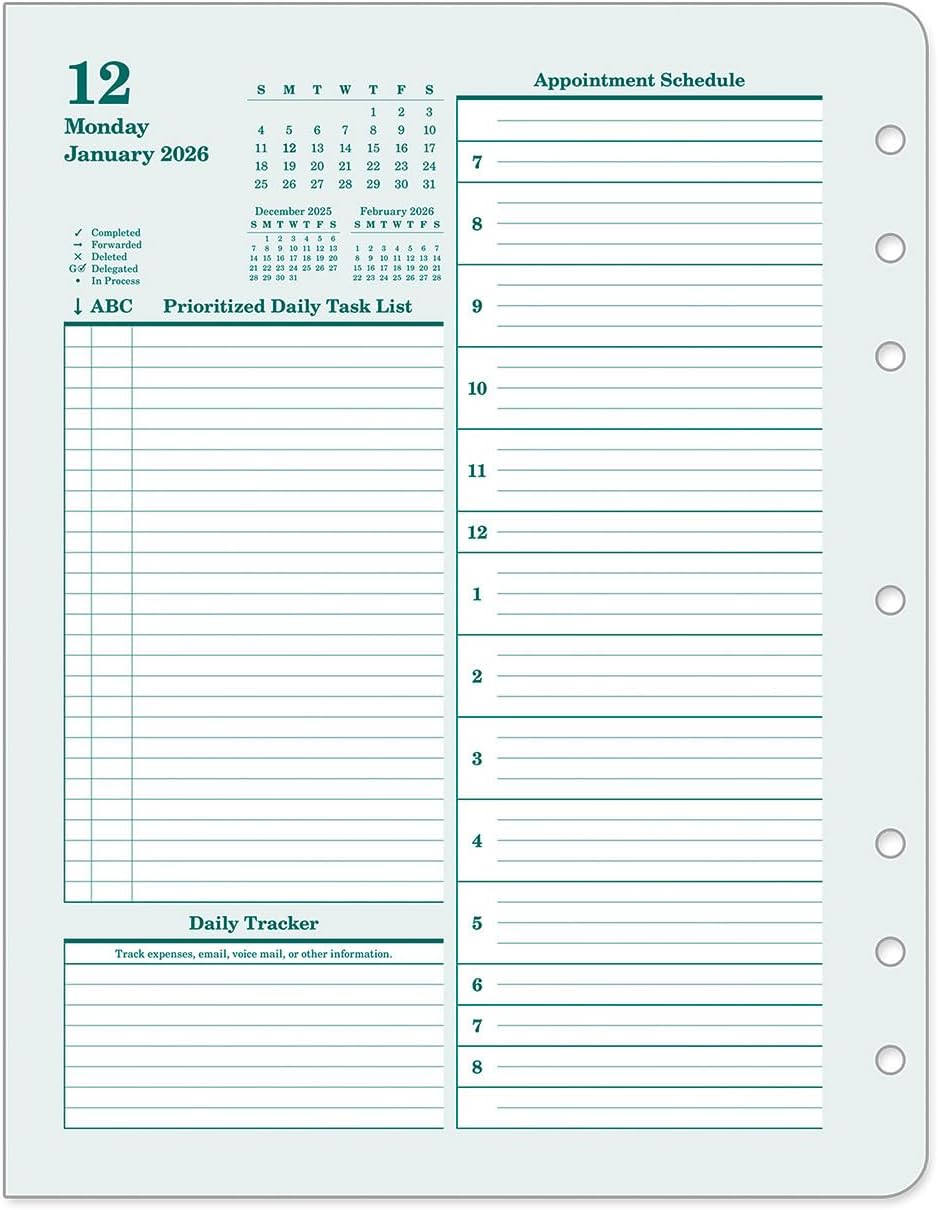 FranklinCovey - Original Two Page Per Day Ring-Bound Planner (Jan 2026 - Dec 2026, Monarch)