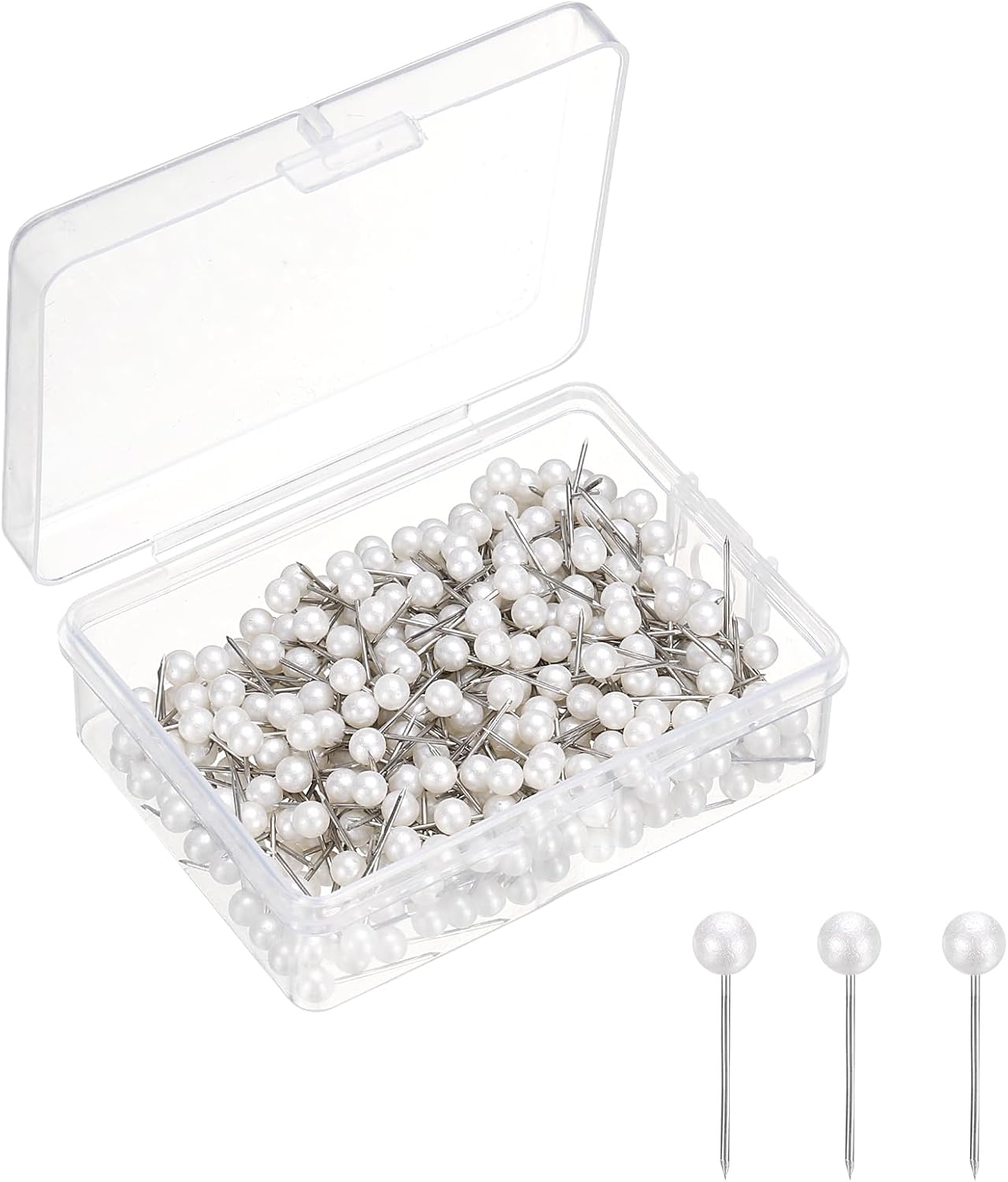 uxcell 400 Pcs Push Pins, Map Thumb Tacks 4mm Round Head Decorative Push Pins for Bulletin Board Home Office Travel Wall DIY Crafts Map Photo, Metallic White