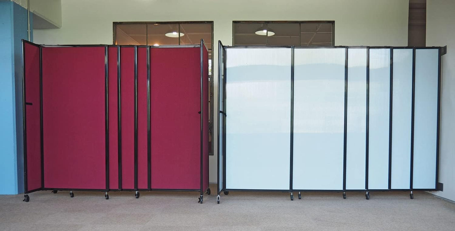 Wall-Mounted Sliding StraightWall Room Divider | Adjustable Widths | Locking Wheels | Room Separator | Up to 11'3" Wide x 7'6" Tall Powder Blue Fabric Panels