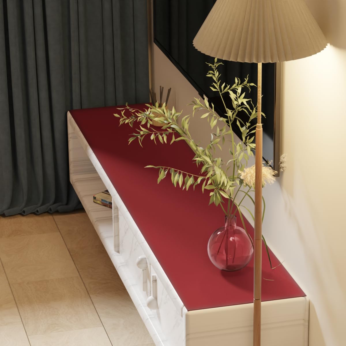 Dresser Top Cover - Can Be Used On Both Sides Waterproof and Easy to Clean Good Flatness Used for Dresser Table(Black+Wine Red 10x39)