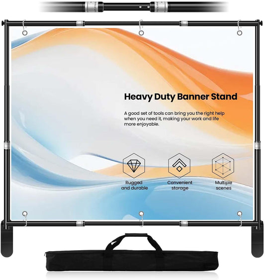 Jiang&Rong 10x10ft Heavy Duty Backdrop Stand Kit - Adjustable Step and Repeat Photo Banner Stand for Photography, Trade Shows, Photo Booths, Events(Black)