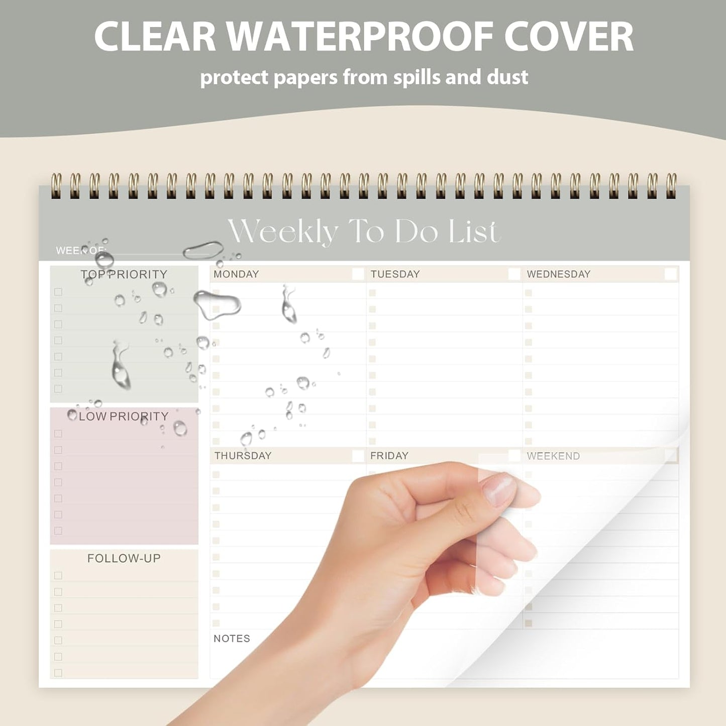 Weekly To Do List Notepad, Undated Planner with 52 Sheets (8.5''x11''), Desk Weekly Planner for Women & Man, Home School & Work