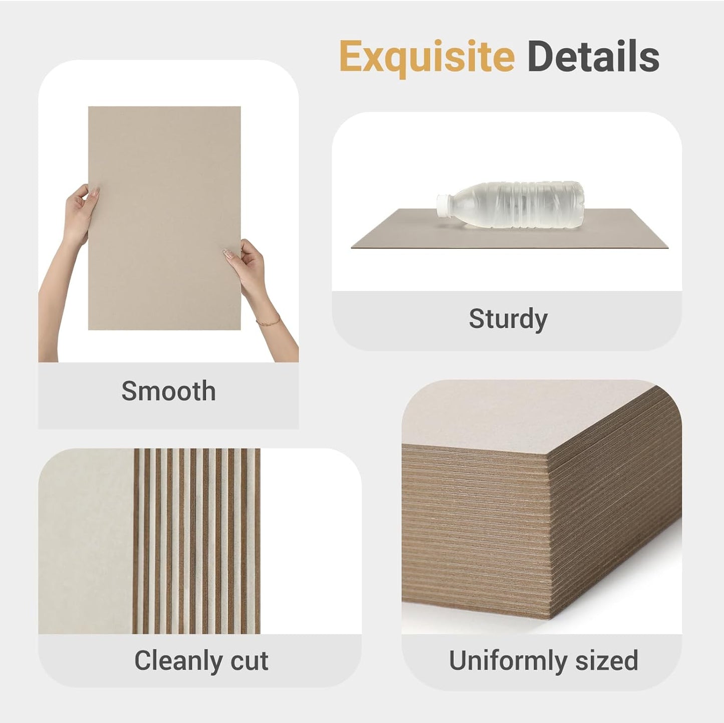 25 Pcs Book Board, Binder Board, Cover Board, Heavy Duty Chipboard for Book Binding, DIY Cardboard (Gray, 8.5 x 11 Inch 100PT)