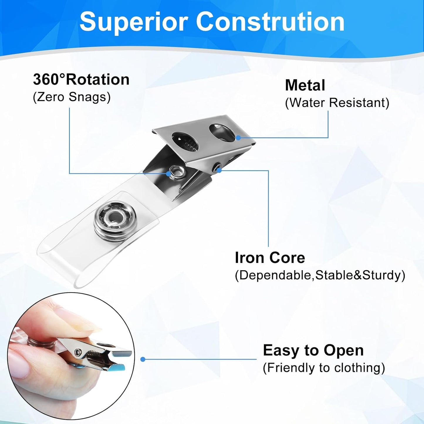 400 Pack Metal Badge Clips with Clear PVC Straps Double Hole ID Badge Clips for Name Tag ID Cards and Badge Holders, Office Supplies