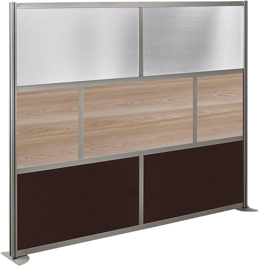 NBF Office Partition Room Divider - 76" H x 96" W Espresso & Warm Ash, Large Privacy Screen, Portable Partition Wall, Free Standing Office Divider