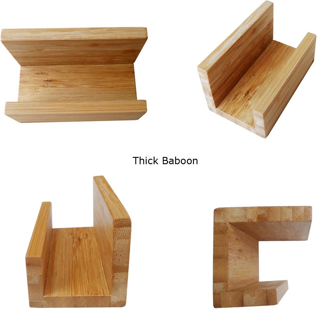 enyuwlcm 2 Pack Bamboo Wood Desktop Business Card Holder Display for Desk Sturdy Business Card Stand for Office Tabletop Counter Organizer