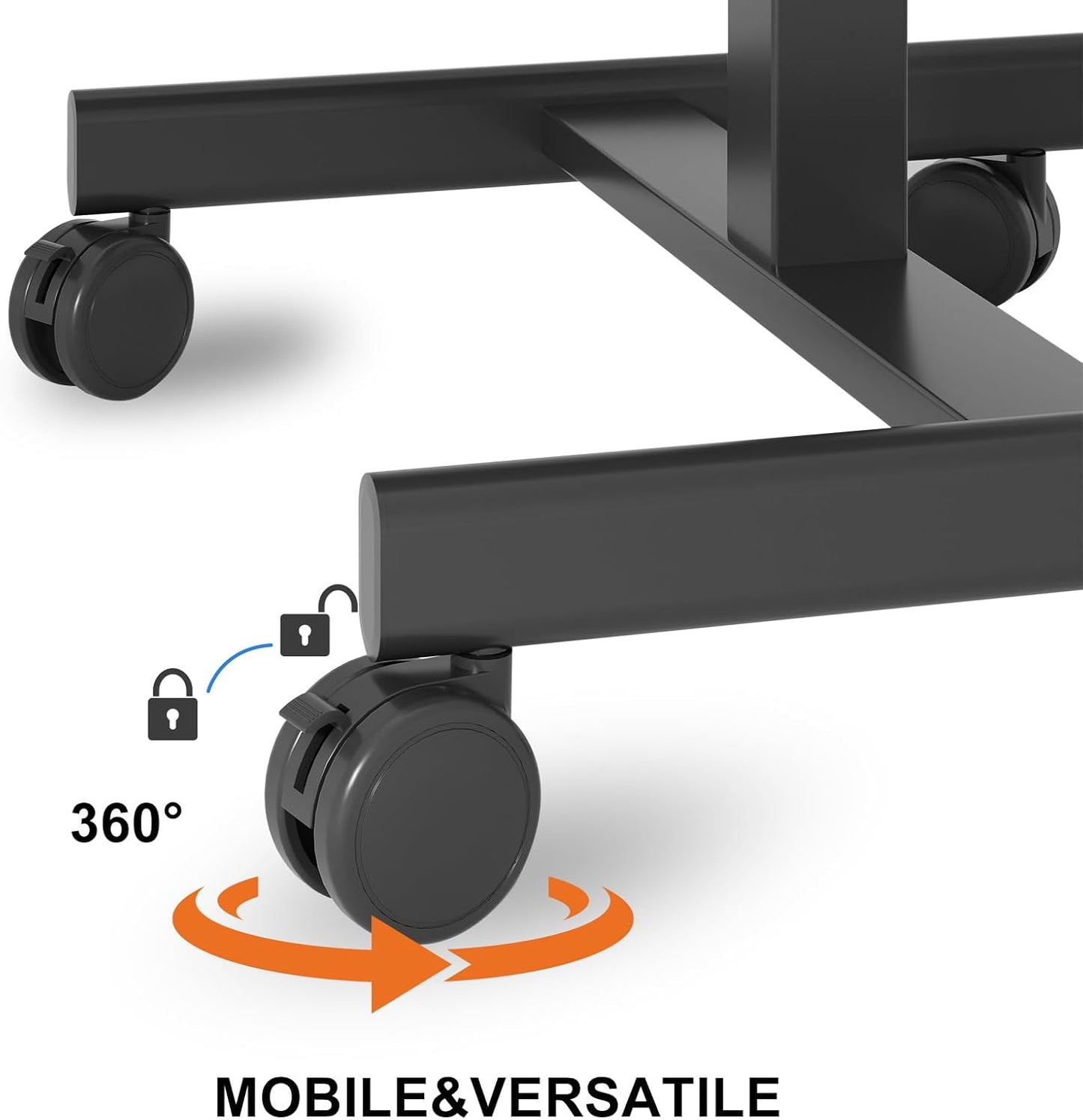 Mobile Small Standing Desk, Gas Spring Adjustable Height Rolling Portable Laptop Desk with Lockable Wheels, Computer Workstation, Rolling Podium (Black, 17.8 * 25.5)