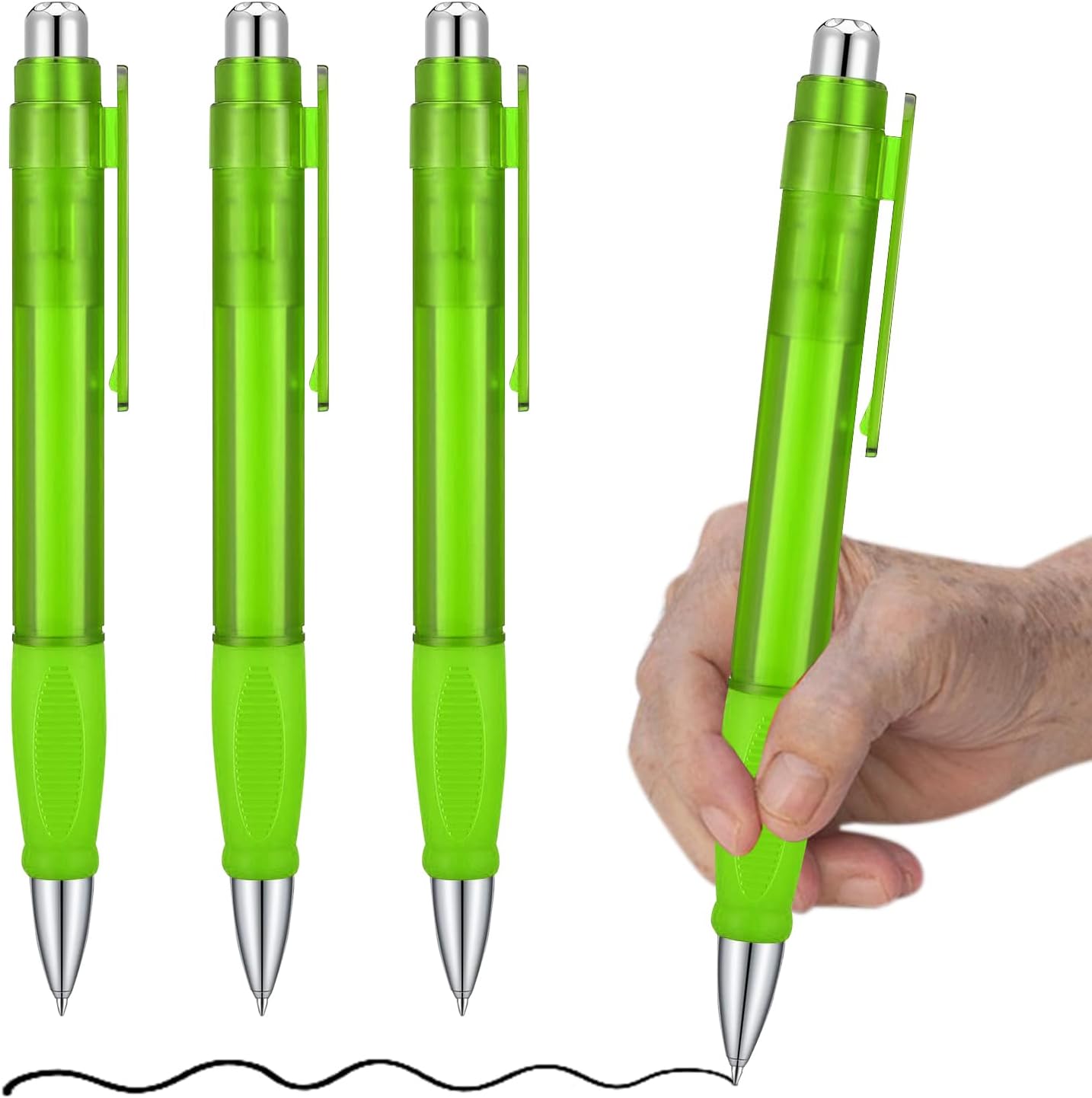 Big Fat Pens - Enhanced Writing Stability for Arthritis and Elderly Easy Thick Grip 3pcs Green