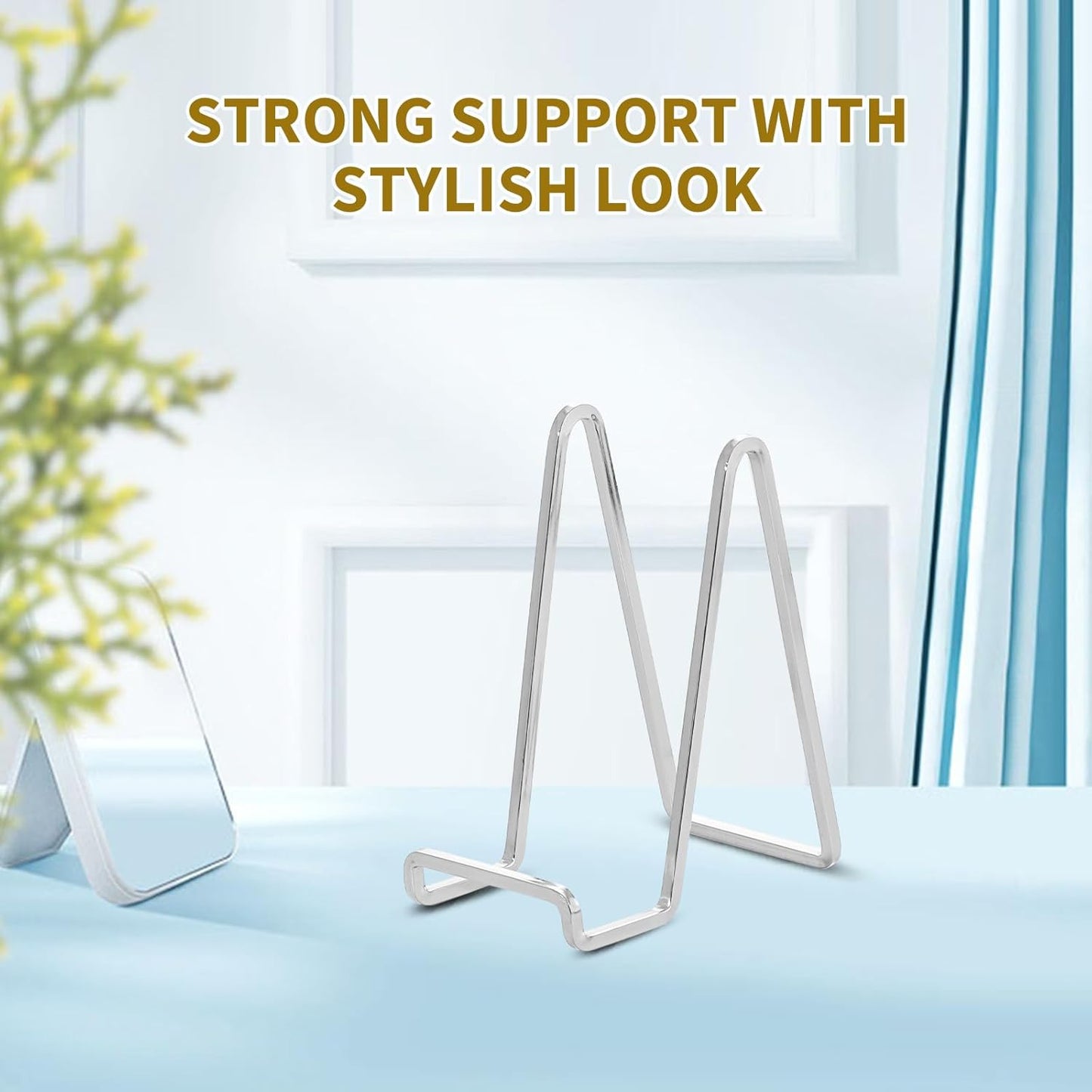 Plate Holder Easel Display Stand - 6 inch Metal Plate Stands for Display - Tabletop Picture Stand - Silver Iron Easels for Display Pictures | Photo Frames | Book | Decorative Plates | Plaque - 3 Pack