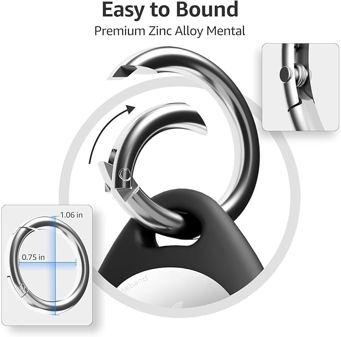 for AirTag Keychain Holder with Wire Cable, Secure Lock Case for Air tag, Applicable to AirTags, Key Ring Chain Luggage, for Airtag Accessories for GPS Item Finder Tracker, Black