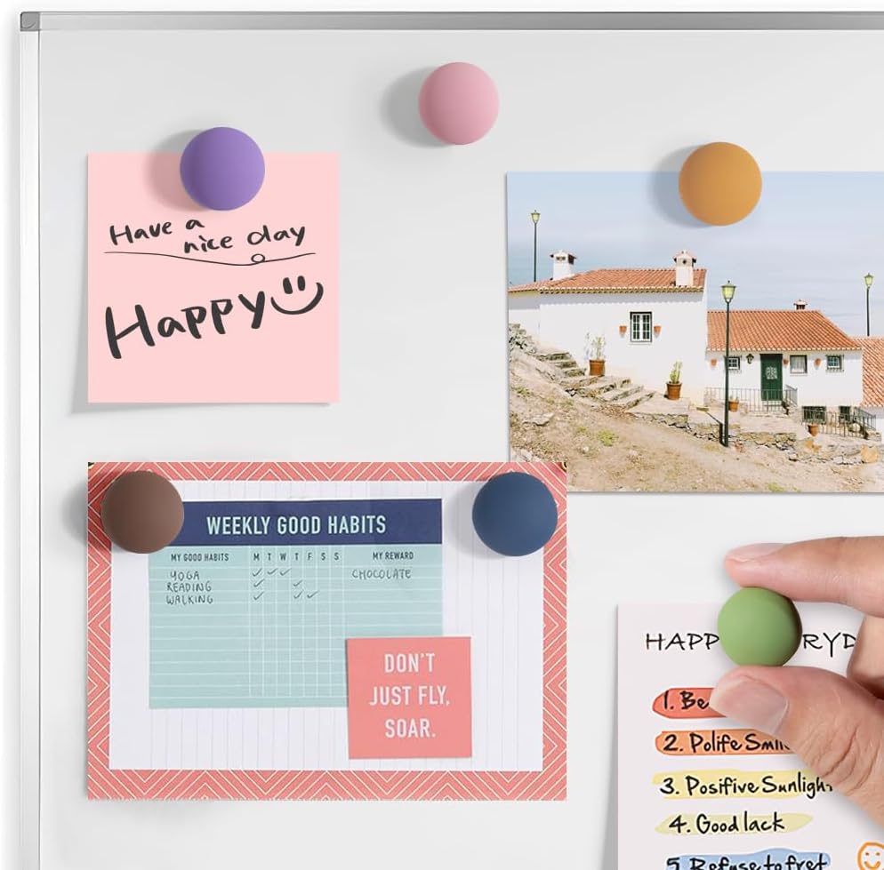 rhinocats 12Pcs Fridge Magnets,Locker Decor, Colorful Decorative Matte hemispheric Refrigerator Magnets, Cute Strong Whiteboard Magnets for Classroom Kitchen Office