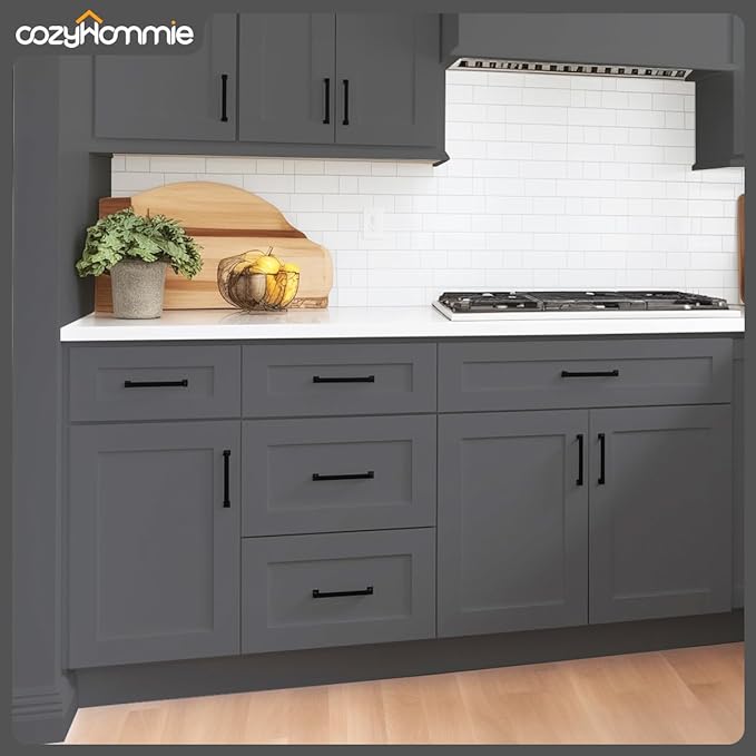 Shaker Style Pebble Grey Base Cabinet by Solid Wood for Kitchen, Bathroom, Bedroom or Office Featuring 3 Drawers, and Storage Separation(12" W x 24" D x 34-1/2" H)