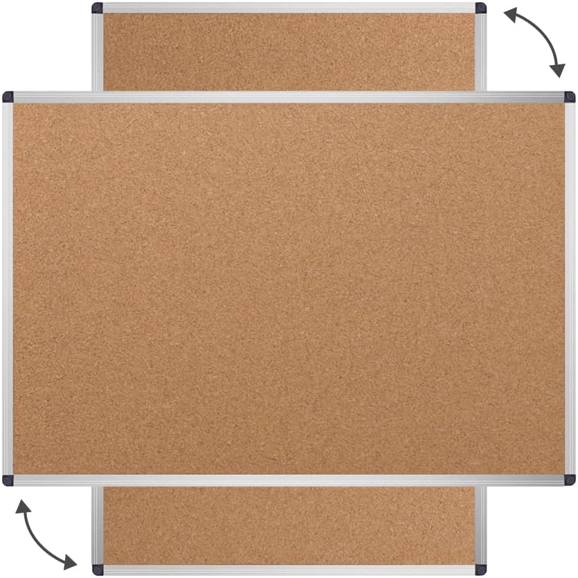 VIZ-PRO Cork Notice Board, 18 X 12 Inches, Cork Bulletin Board with Silver Aluminium Frame