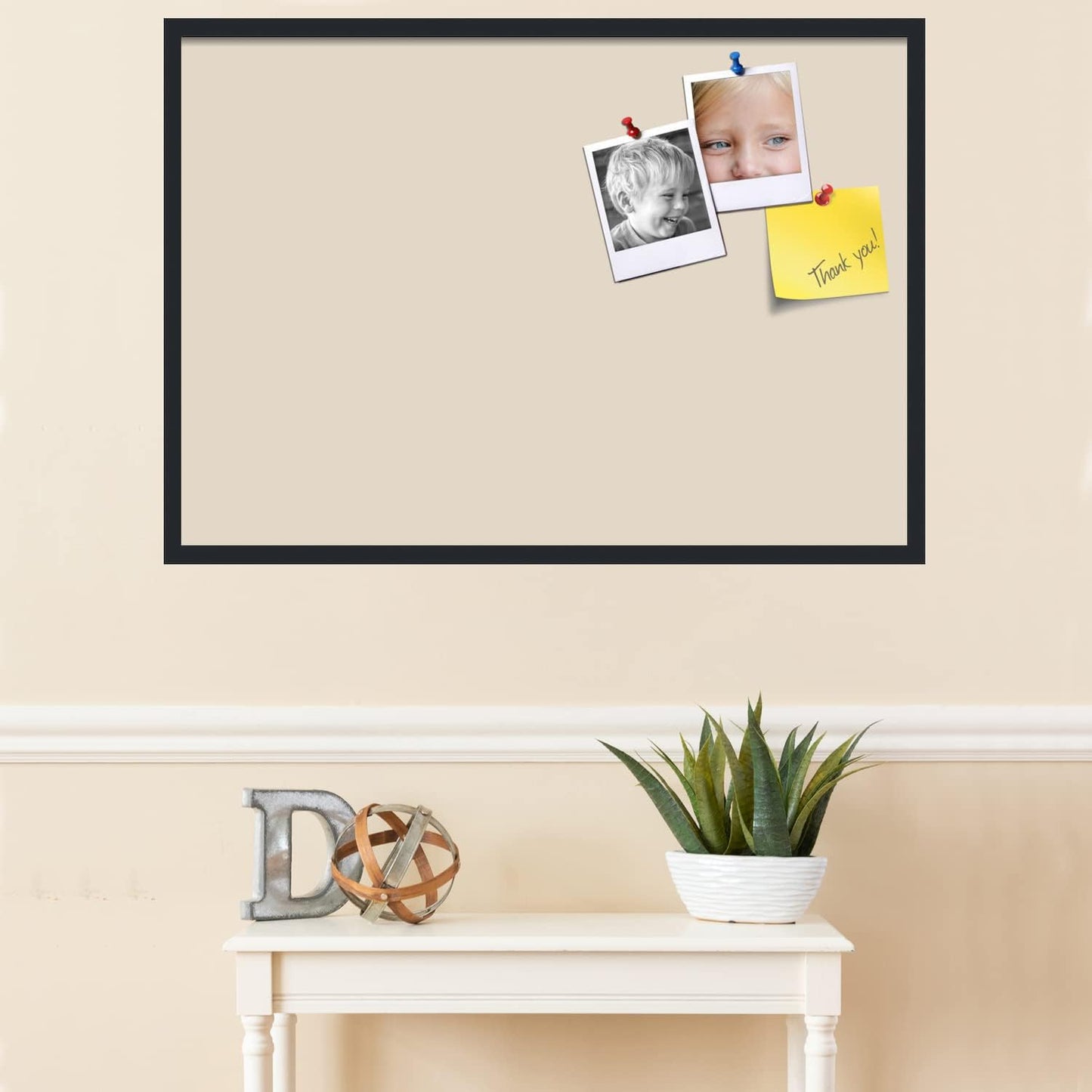 PinPix 40x28 Inch Cork Bulletin Board. This Decorative Framed Pin Board Comes with Desert Pastel Design and a Satin Black Frame. Ideal for Home Office Decor or Message Board (PinPix-1815)