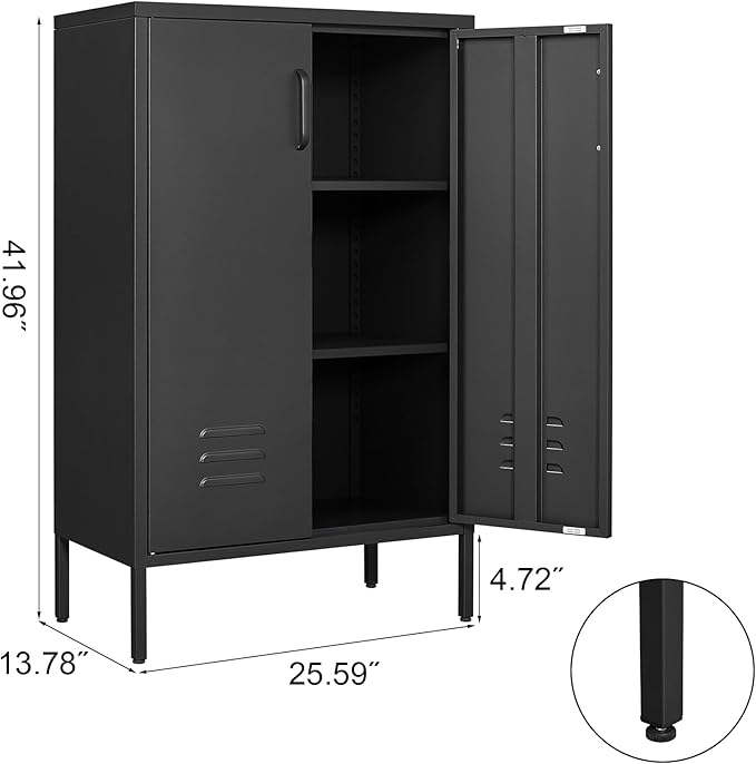 Metal Storage Cabinet,Metal Cabinet with Adjustable Shelves, 2 Door Locker Cabinets with Doors,Accent Cabinets for Living Room,School,Office