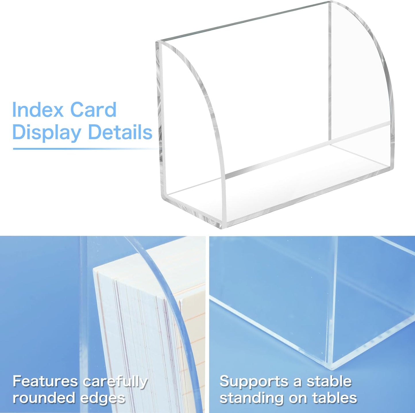 2 Pack Index Card Display Stand 3x5 Acrylic Card Holder for Desk File Note 4x2.4x5.4 Inch Clear Postcard Stand Index Card Rack Acrylic Business Card Stand for Office Business Classroom (No Card)