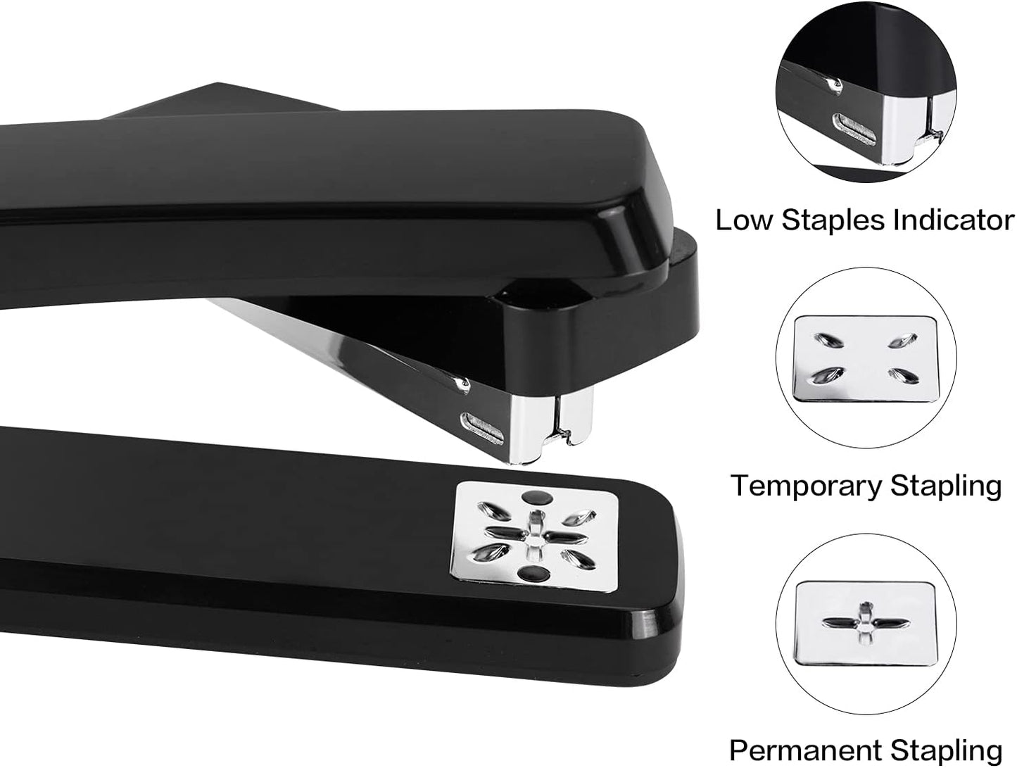 Deli Swing-Arm Swivel Stapler, 25 Sheet Capacity, 360 Degree Rotate Desktop Staplers for Booklet or Book Binding, Black