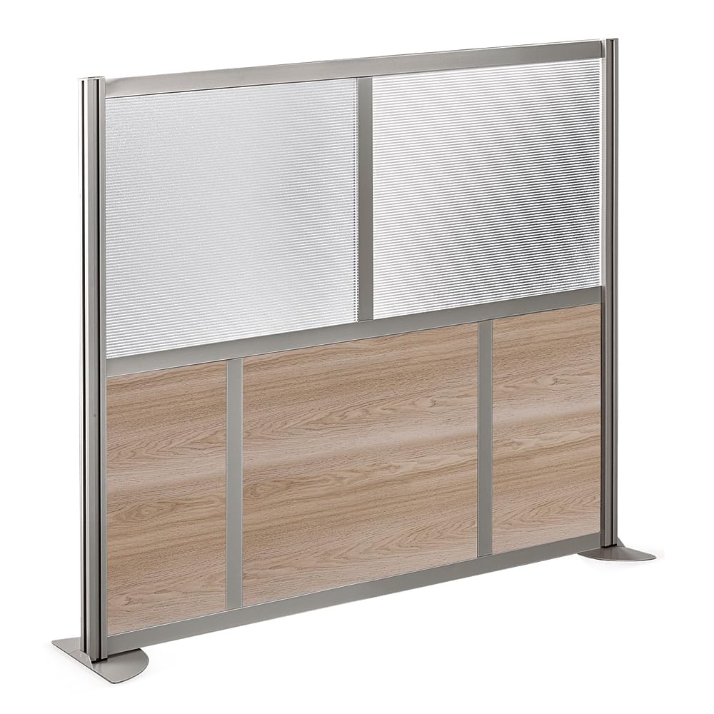 NBF Office Partitions - Cubicle Privacy Panel Wall Divider - Modern Room Separator with Quick Assembly - Indoor Laminate Free Standing Portable Room Divider Panel - 52" H x 60" W (Warm Ash)