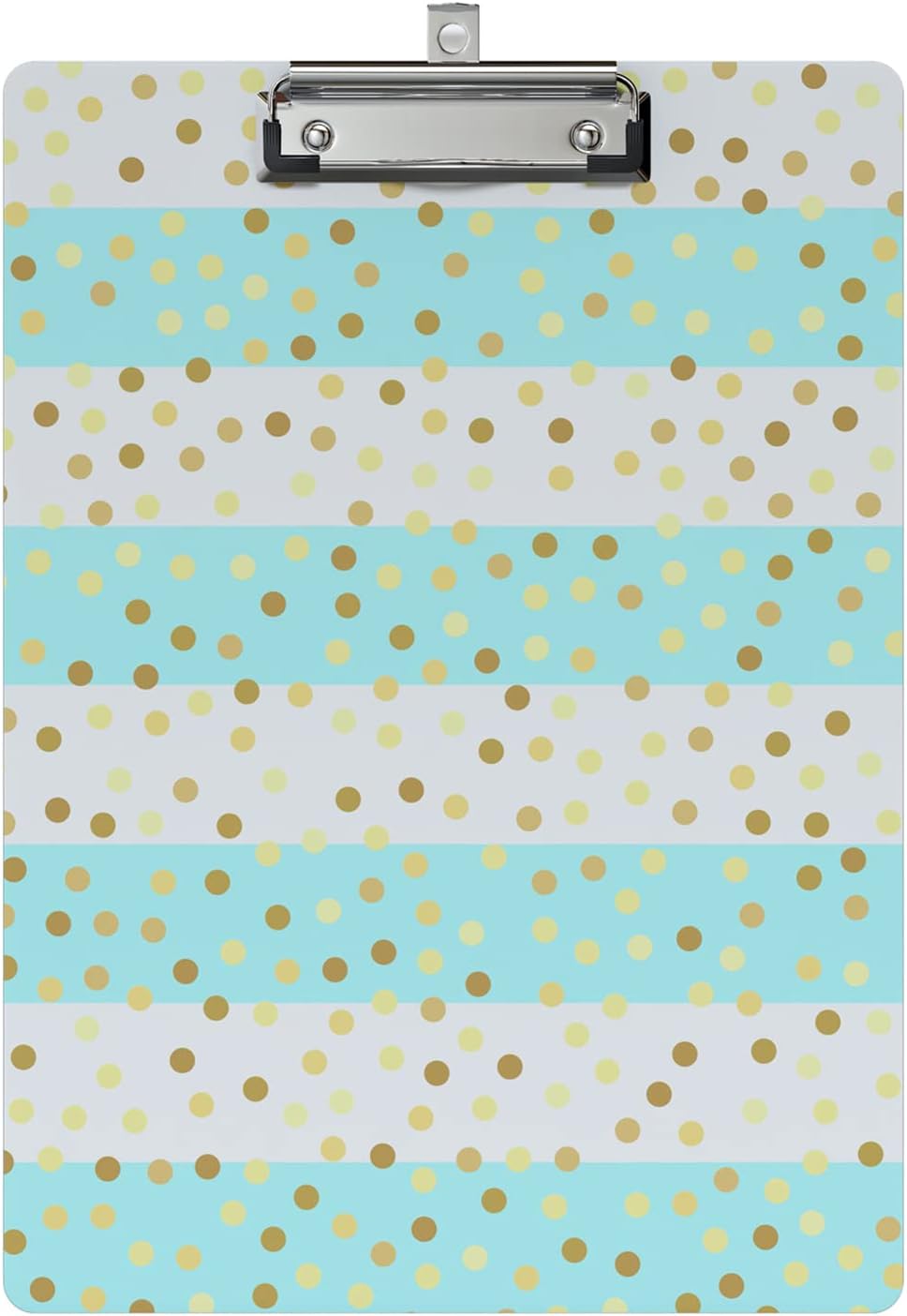 Cute Clipboard Wood Design Decorative A4 Letter Size Clipboards for Office, Standard Size 9" x 12.5" with Low Profile Metal Clip - Striped Spots