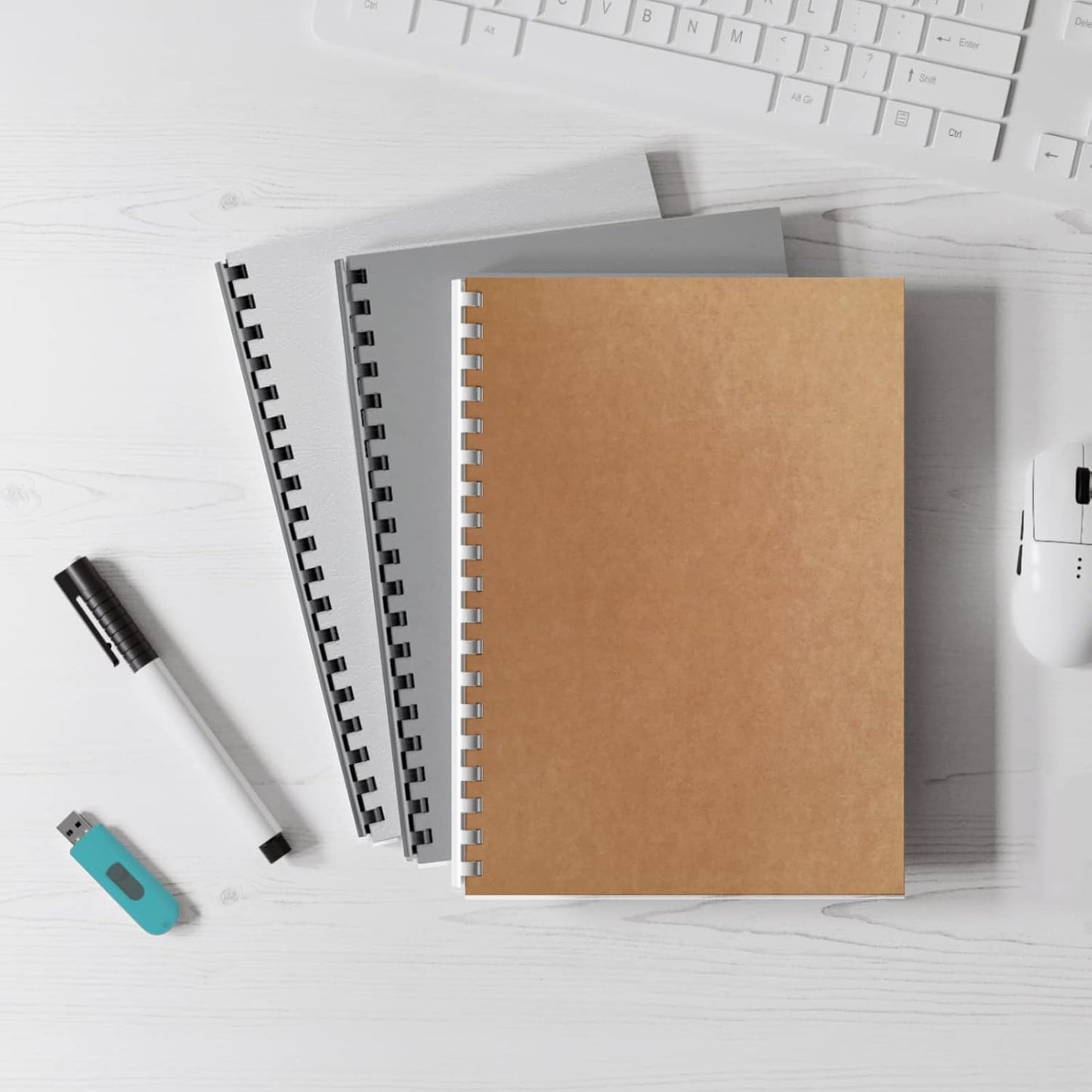 Binditek 100 Pack 12 Mil Paper Binding Covers, 230GSM (85lb), Brown Cardstock, 8.5 x 11", Kraft Paper, Un-Punched, Invitations, DIY