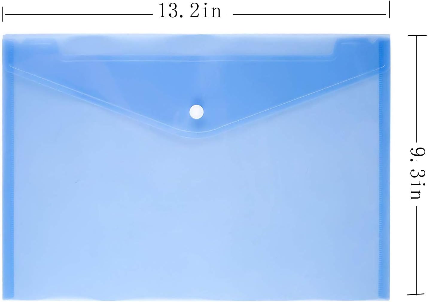 Poly Envelope 12 Pcs Document Envelopes with Snap Button Quality Clear Document Folder for A4 Size (Blue)