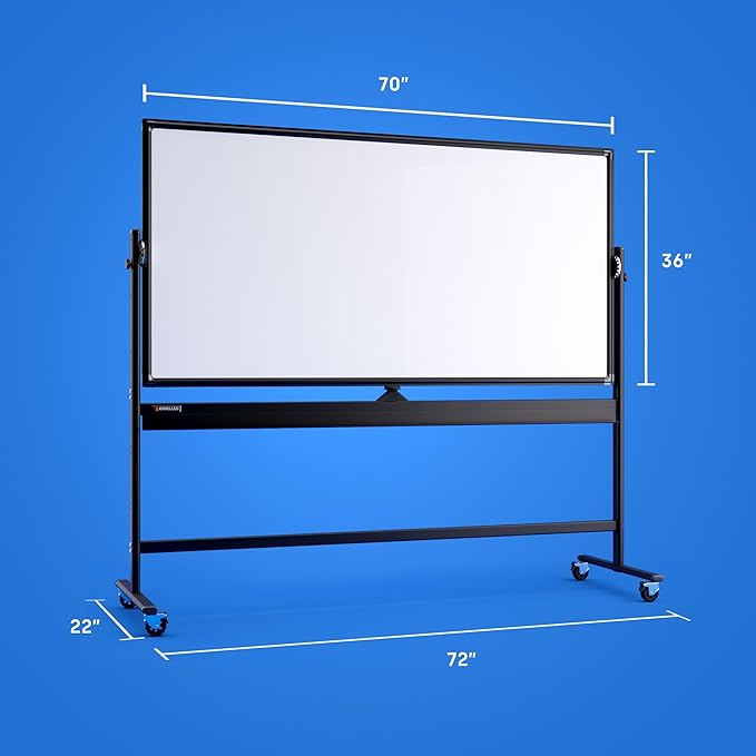 Rolling Dry Erase Board 70 x 36 - Large Portable Magnetic Whiteboard with Stand - Double Sided Easel Style Whiteboard with Wheels - Mobile Standing White Board for Office, Classroom & Home