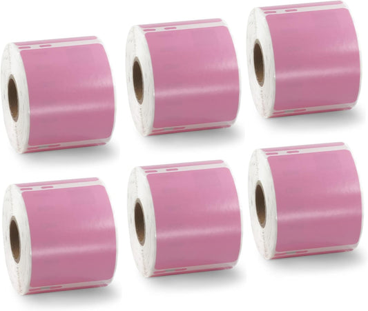 BETCKEY Colored Labels Compatible with Dymo 30324 (2-1/8" x 2-3/4") Large Multipurpose Labels, Compatible for Dymo LabelWriter Thermal 450, 4XL & Zebra Desktop Printers [6 Rolls, Pink]