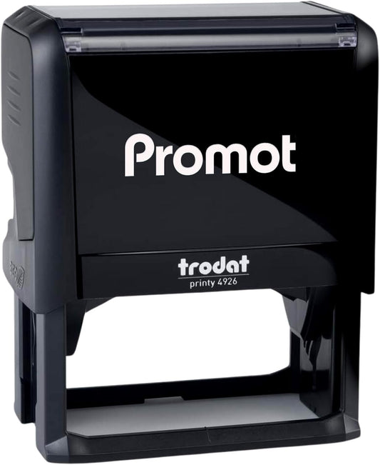 Promot Self Inking Stamp - XXLarge Custom Stamp for Name, Address, Office, or Business Use - Up to 8-Line Personalized Rubber Stamp - Customizable Font & Ink Color - Personalized Name Stamp