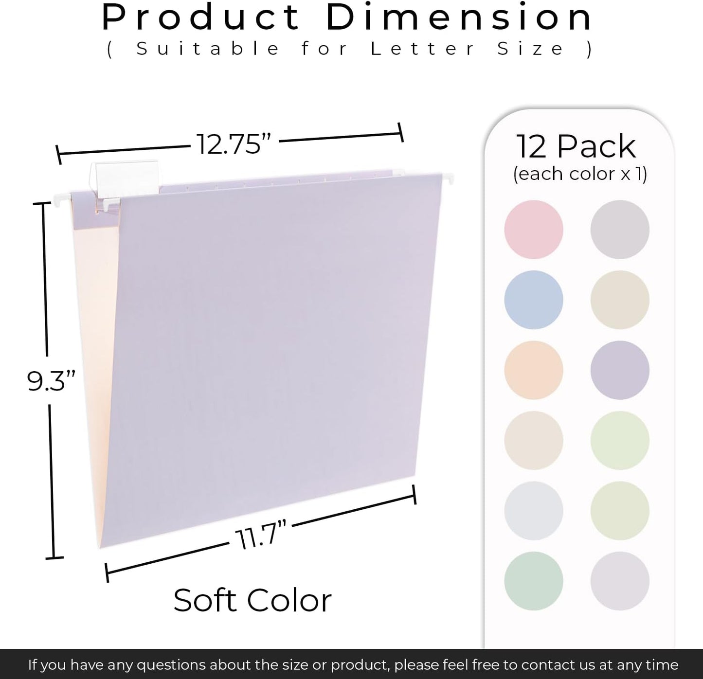 Y YOMA 12 Pack Colored Hanging File Folders Letter Size Decorative Hanging Folder Cute Pretty File Folderfor Filing Cabinet Drawer Office Home with 1/5-Cut Adjustable Tabs, Soft Color