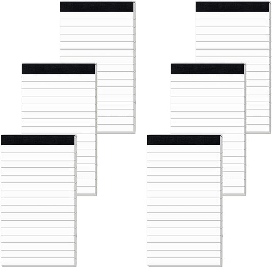 6 Pcs Note Pads Refills 3 x 5 inches Memo Small Notebook Writing Pads with 30 Sheets Each Pad College Ruled Lined Paper NotePads White