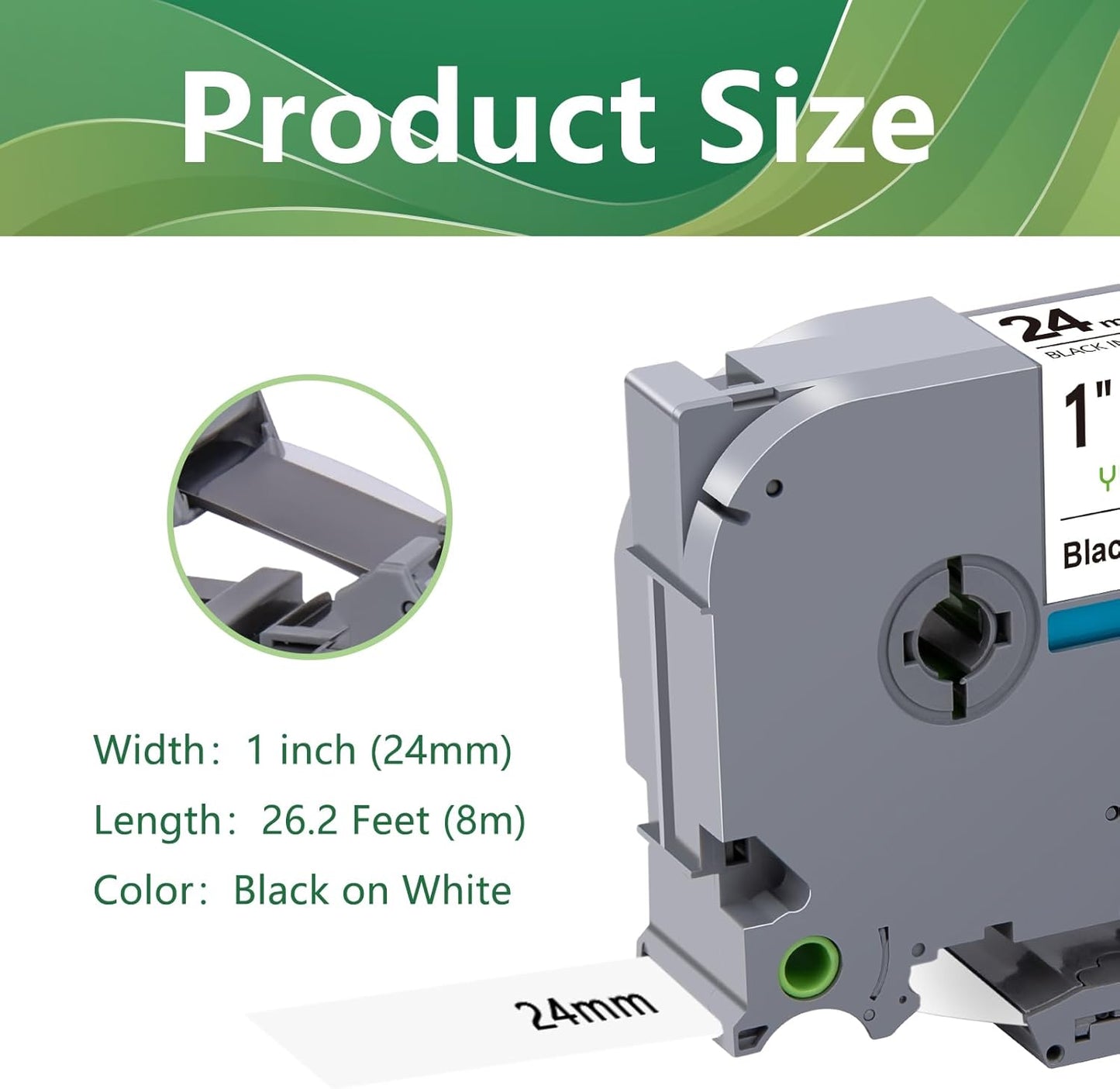 6-Pack TZe251 24mm Lable Tape Compatible with Brother TZe-251 TZe 24mm 0.94 Laminated White Tape TZ-251 Replacement for Brother PTouch PTD600 PT-P710BT Label Maker