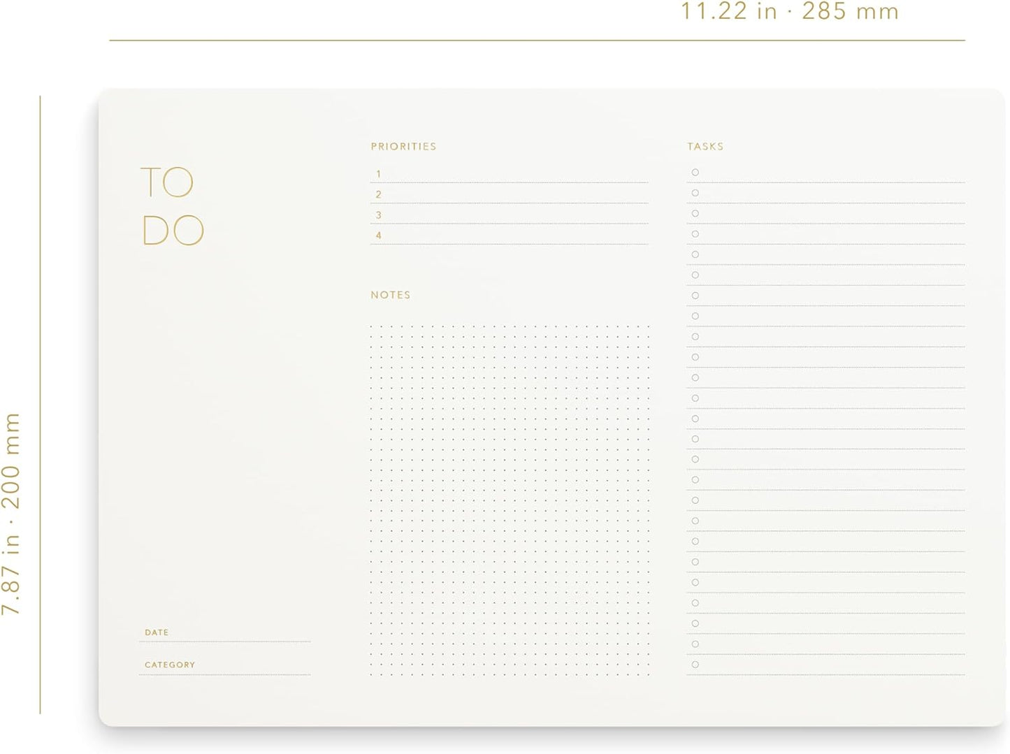 Elegant To Do List Notepad with Mouse Pad Feature, 3 Pack, 11.22" x 7.87", 50 Tear-Off Sheets (50 Each), Gold Foiled, Daily Planning, Eco-friendly To Do List Planner, FSC™ Certified To Do List Notebook for Work