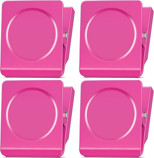 FINDMAG Pink Magnetic Clips, 2.2inch Heavy Duty, Strong Magnet Clips for Fridge, Whiteboard, Classroom, Office (Pack of 4)