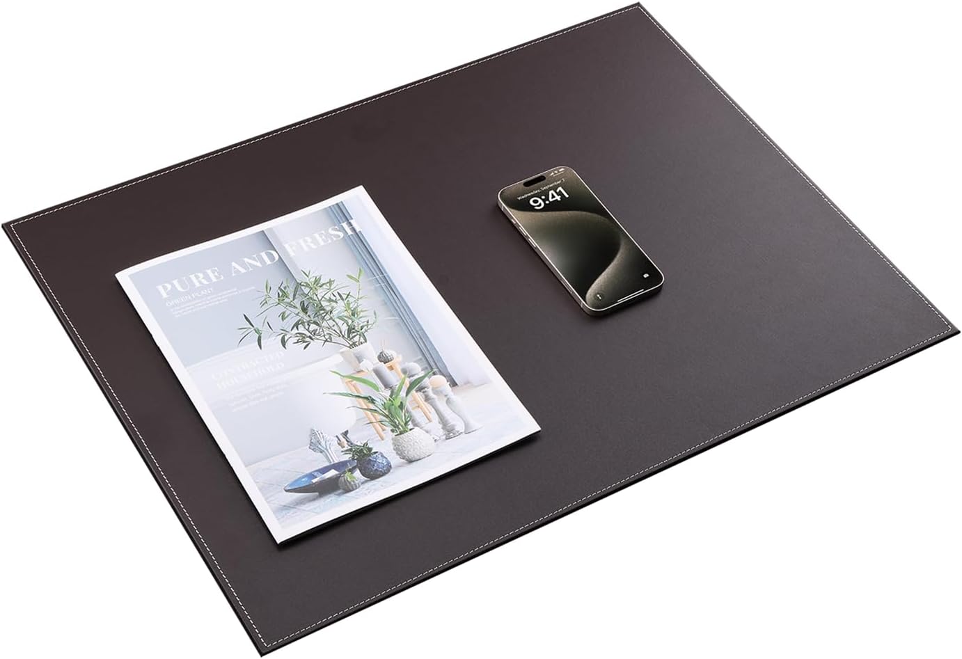 KINGFOM Desk Pad & Mat 24" x 18" Protector Large Mouse Pad PU Leather for Desktops and Laptops (Brown)