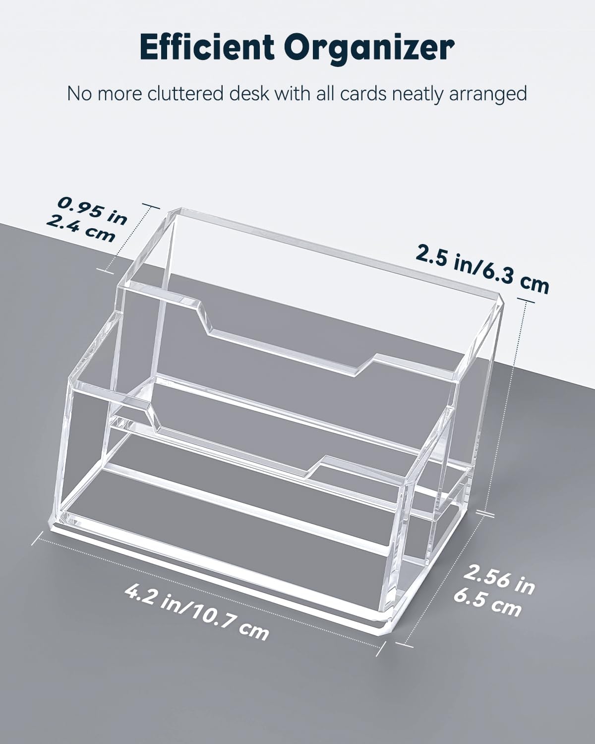 Uniclife Acrylic Business Card Holder for Desk 2 Slots Clear Business Card Display Stand for Men & Women Desktop Business Card Organizer Card Stand for Office Home Exhibition, 120 Card Capacity