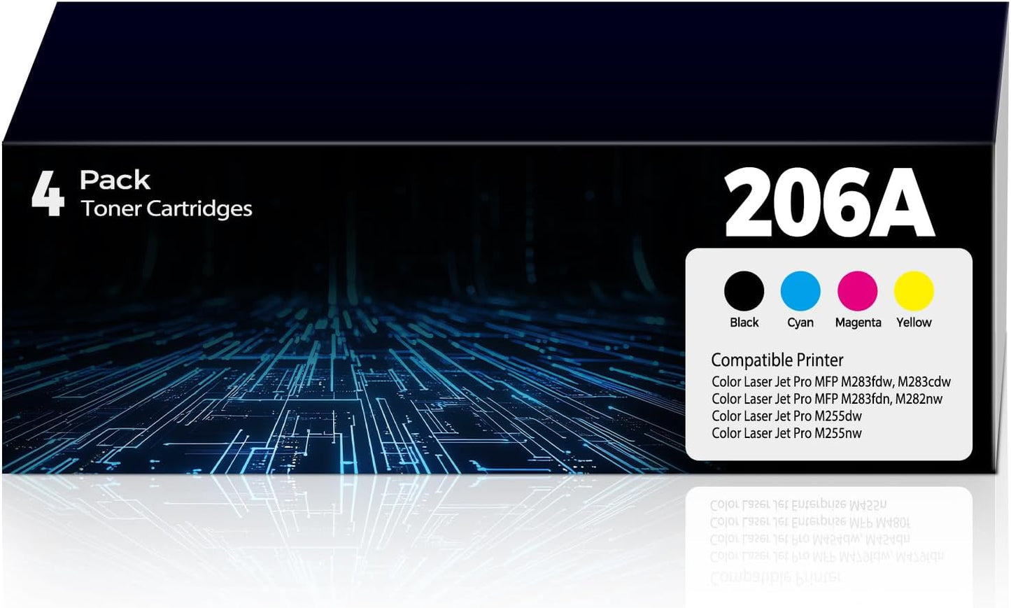 206A Toner Cartridges 4 Pack Replacement Pro MFP M283fdw M283cdw for 206A 206X 206 HP206A HP206X Toner Work for Color Laser Jet Pro MFP M283fdw M255dw M283cdw M283fdn M255nw M282nw Ink Cartridges