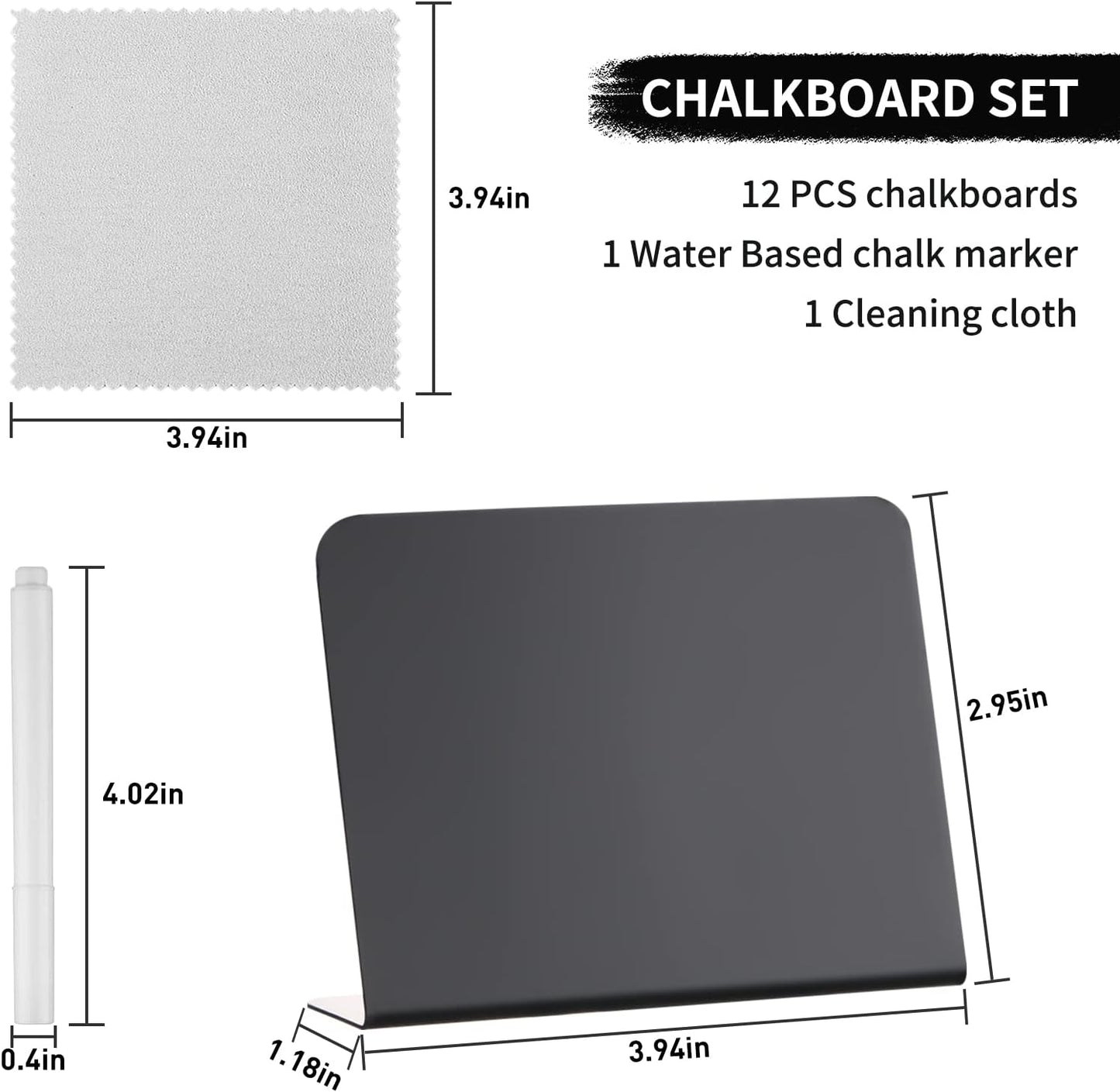 12 Pack Mini Chalkboard Signs - 4"x3" for Food, Party, Buffet, Wedding & Bakery