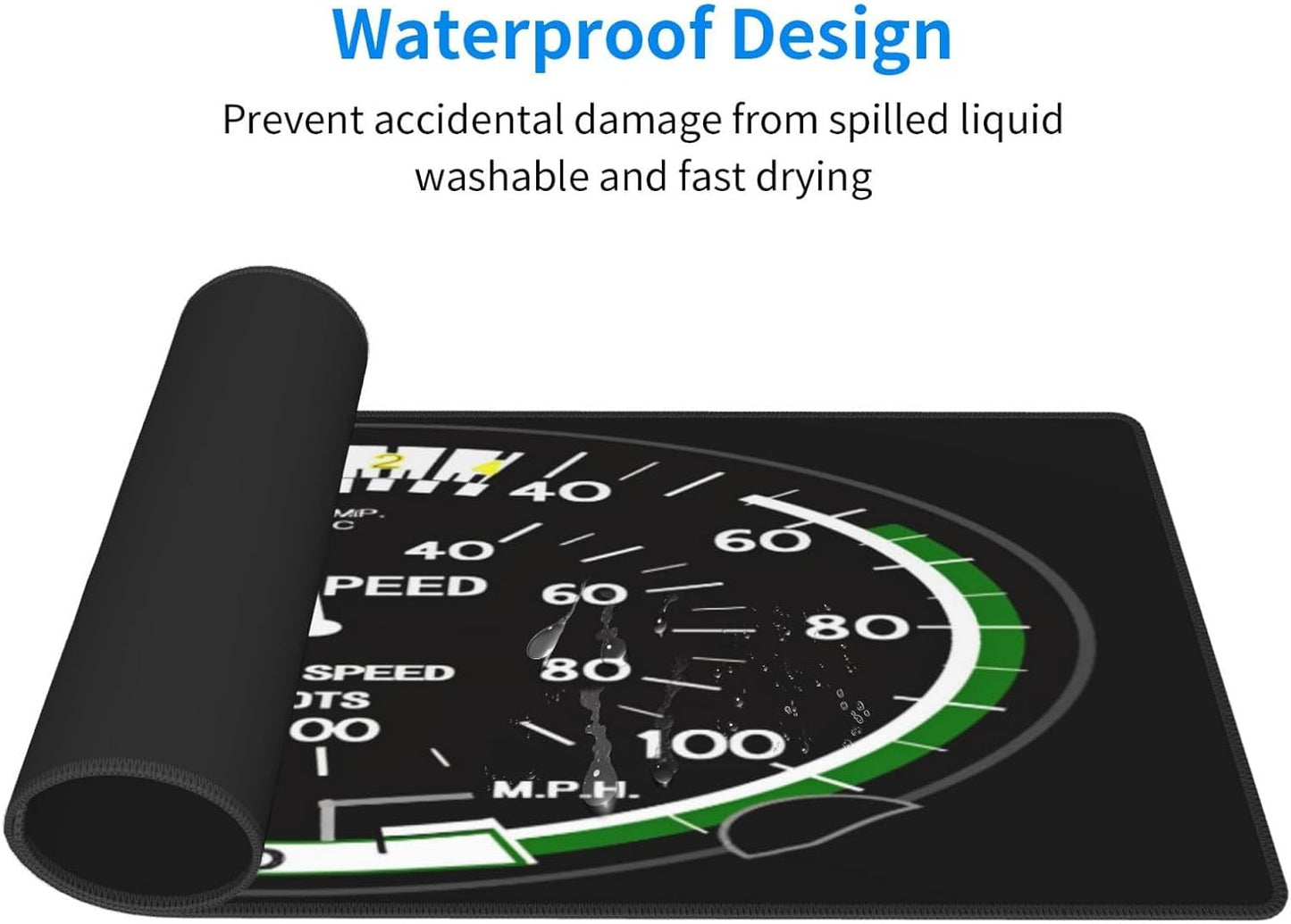 Aircraft Speedometer Pilot Flight Mouse Pad, Airplane Large Big Gaming Mouse Pad Desk Pad, Mousepad with Non-Slip Rubber Base, Extended XXL Mouse Mat for Computer Laptop Office Accessories