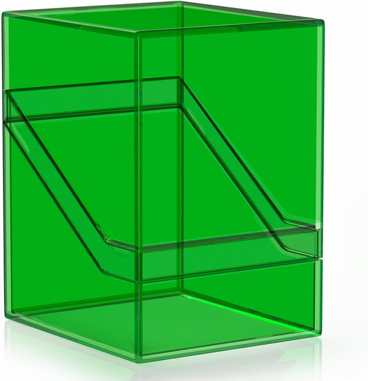 Mlikero Card Deck Cases, Acrylic Commander Deck Box Holding 100+ Sleeved Cards with Dividers, Clear Card Storage Box Fit for MTG, TCG, Sports Cards (Green)