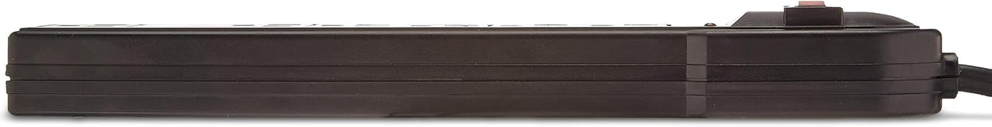 Amazon Basics Surge Protector Power Strip, 6-Outlet with 200J Protection, 2ft Extension Cord, Rectangle, Black (2 Pack)