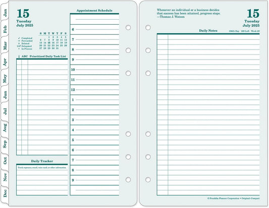 FranklinCovey - Original Two Page Per Day Ring-Bound Planner (Compact, Jul 2025 - Jun 2026)