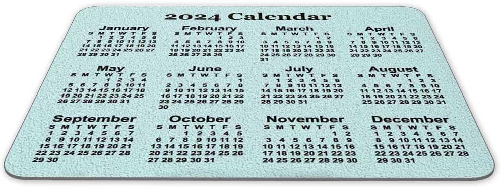 Calendar Mouse pad, Natural Rubber Mouse Pad, Quality Creative Gaming Rectangle Mouse Personalized Desk Mouse Pad 9.5 inch x 7.9 inch (Calendar 2024)