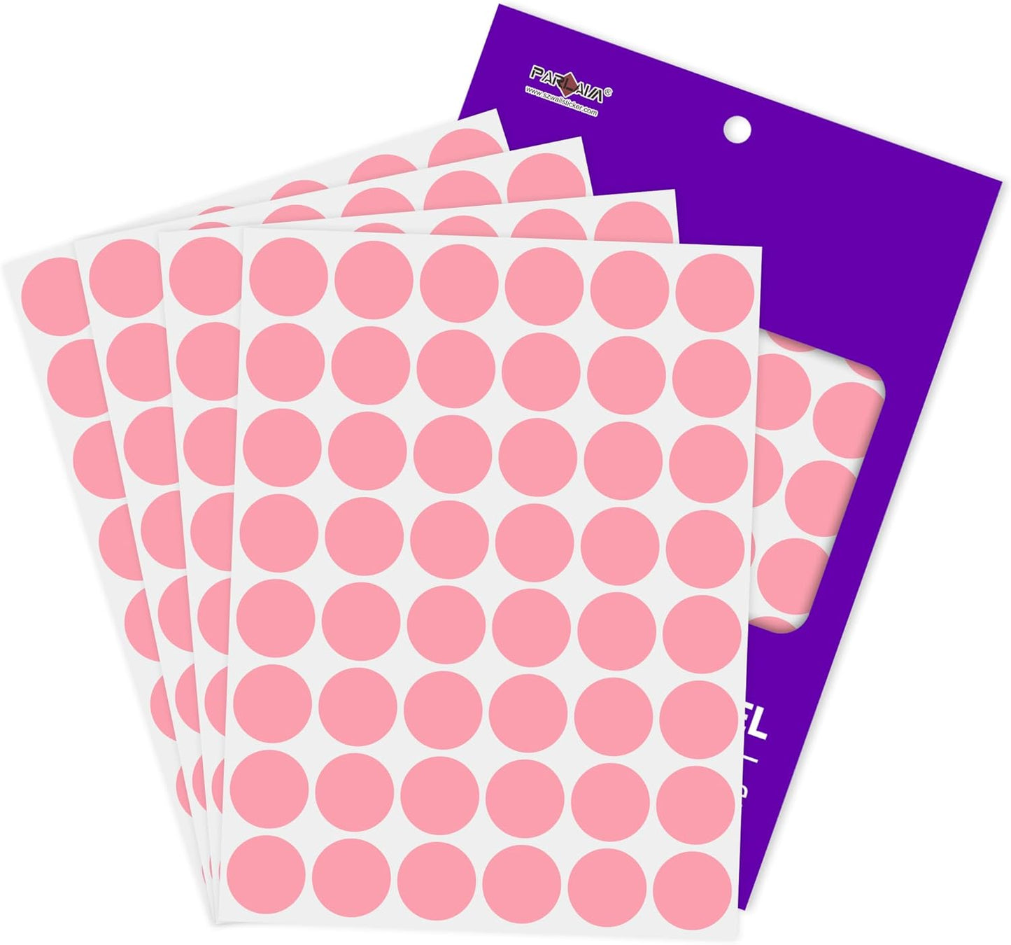 PARLAIM 1 inch Round Pink Dot Sticker,720PCS Permanent Adhesive Color Code Circle Sticker Labels for Office Classroom Garage Sale